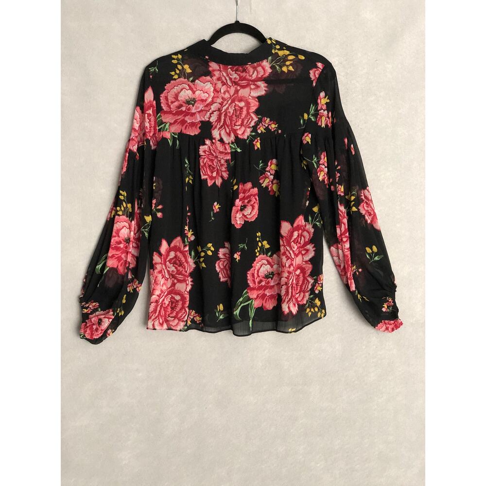 Jessica Simpson Floral Top Doris Sheer Long Sleeve Women's Medium NEW - Picture 5 of 7